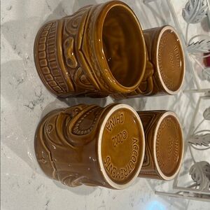 Brown Tiki Mugs Set